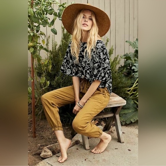 Anthropologie Pants - Anthropologie Women Linen Blend Rhys Utility Jogger Pants In Moss Yellow